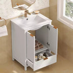 Mobile Bagno 60 cm, Lavello Moderno Incluso, Rubinetto Monoforo, Ante Texture, Cassetto, Gambe in Pino, Ampio Contenitore, Cerniere Ammortizzate