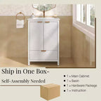 Mobile Bagno 60 cm, Lavello Moderno Incluso, Rubinetto Monoforo, Ante Texture, Cassetto, Gambe in Pino, Ampio Contenitore, Cerniere Ammortizzate