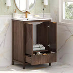 Mobile Bagno 60 cm, Lavello Moderno Incluso, Rubinetto Monoforo, Ante Texture, Cassetto, Gambe in Pino, Ampio Contenitore, Cerniere Ammortizzate