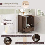 Mobile Bagno 60 cm, Lavello Moderno Incluso, Rubinetto Monoforo, Ante Texture, Cassetto, Gambe in Pino, Ampio Contenitore, Cerniere Ammortizzate