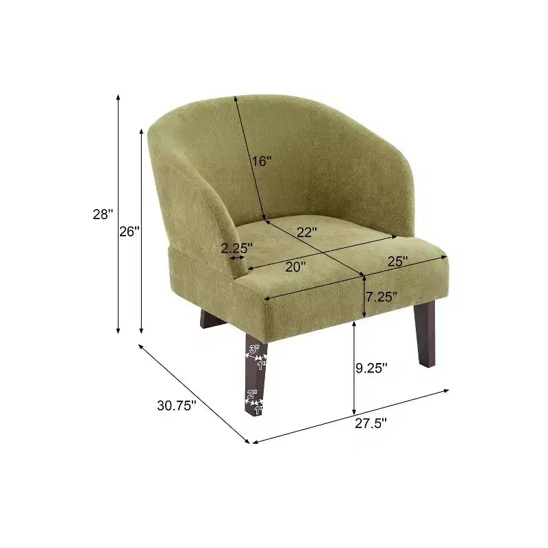 Poltrona Moderna con Schienale a Botte, Sedia Comoda Imbottita con 3 Gambe in Legno Massello, Poltrone a Botte per Soggiorno, Camera da Letto