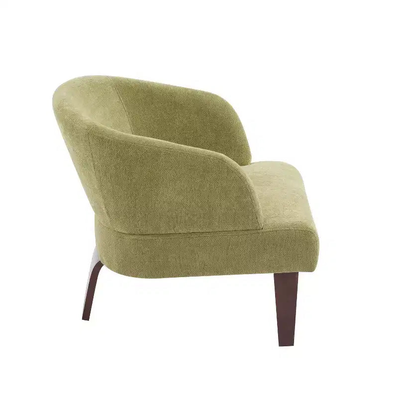 Poltrona Moderna con Schienale a Botte, Sedia Comoda Imbottita con 3 Gambe in Legno Massello, Poltrone a Botte per Soggiorno, Camera da Letto