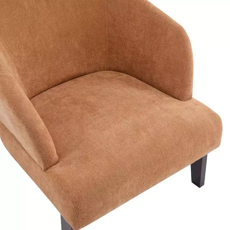 Poltrona Moderna con Schienale a Botte, Sedia Comoda Imbottita con 3 Gambe in Legno Massello, Poltrone a Botte per Soggiorno, Camera da Letto