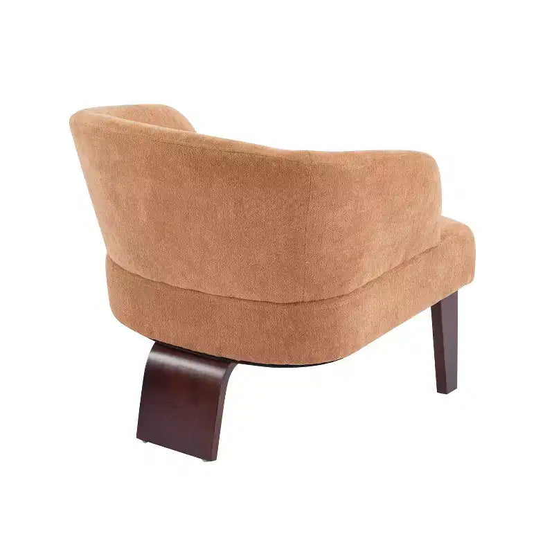 Poltrona Moderna con Schienale a Botte, Sedia Comoda Imbottita con 3 Gambe in Legno Massello, Poltrone a Botte per Soggiorno, Camera da Letto