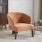 Poltrona Moderna con Schienale a Botte, Sedia Comoda Imbottita con 3 Gambe in Legno Massello, Poltrone a Botte per Soggiorno, Camera da Letto