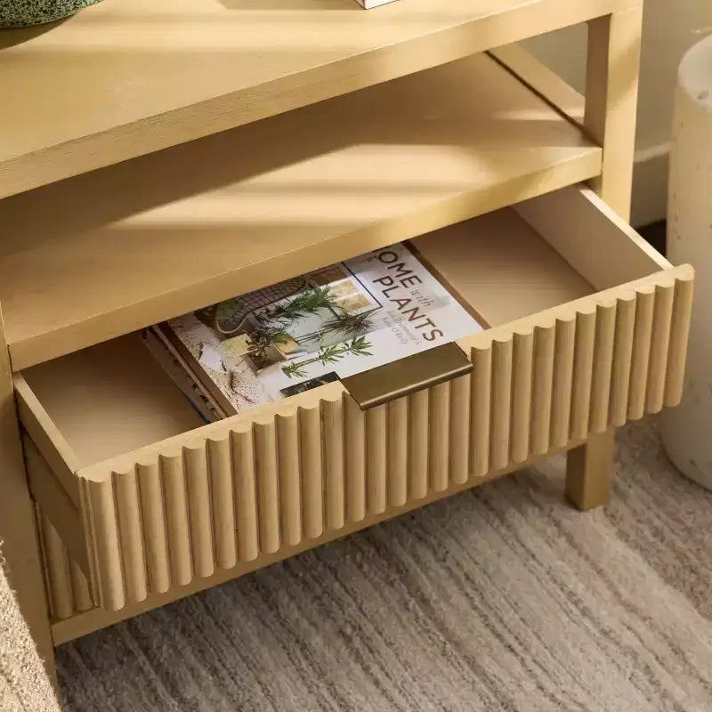 Comodino Maruba a 2 cassetti e 1 ripiano - Naturale