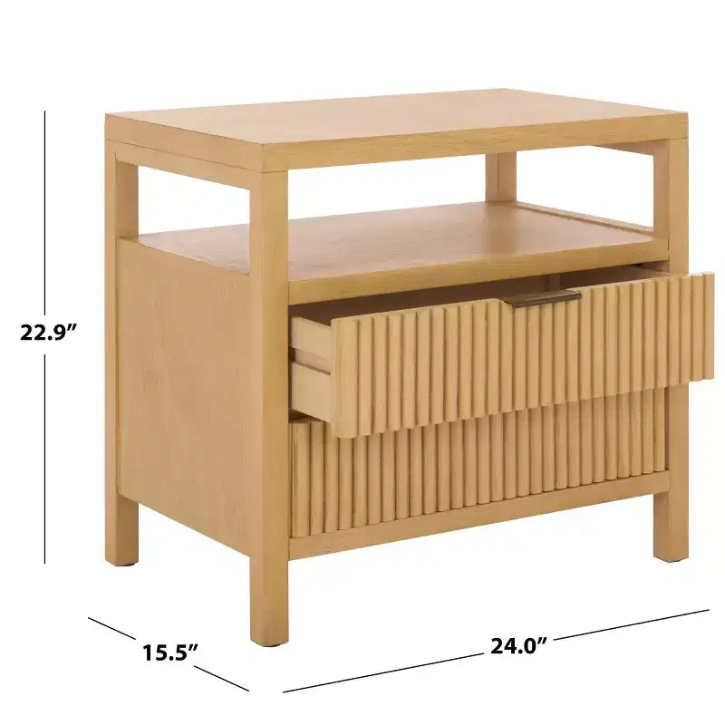Comodino Maruba a 2 cassetti e 1 ripiano - Naturale