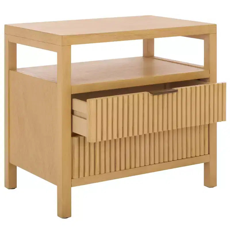 Comodino Maruba a 2 cassetti e 1 ripiano - Naturale