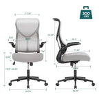 Sedia da computer ergonomica con braccioli ribaltabili, sedia da scrivania con supporto lombare, sedia girevole con ruote per casa, ufficio