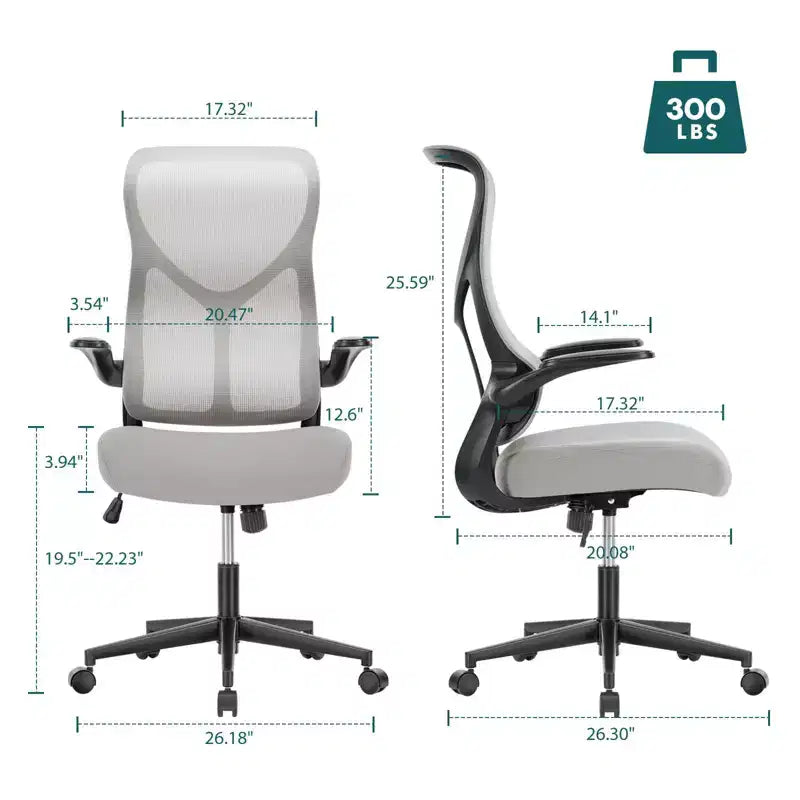 Sedia da computer ergonomica con braccioli ribaltabili, sedia da scrivania con supporto lombare, sedia girevole con ruote per casa, ufficio