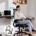 Sedia da computer ergonomica con braccioli ribaltabili, sedia da scrivania con supporto lombare, sedia girevole con ruote per casa, ufficio
