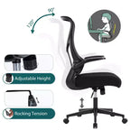Sedia da computer ergonomica con braccioli ribaltabili, sedia da scrivania con supporto lombare, sedia girevole con ruote per casa, ufficio