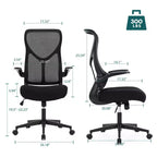 Sedia da computer ergonomica con braccioli ribaltabili, sedia da scrivania con supporto lombare, sedia girevole con ruote per casa, ufficio