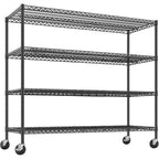 4 Tier Heavy Duty Wire Shelving with Wheels, 24D x 56W x 75H, 2200 LBS Capacity Adjustable Metal Storage Rack, Industrial Shelves