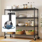 Scaffalatura in Filo Metallico Resistente a 4 Ripiani con Ruote, 61P x 142L x 191A cm, Capacità 998 kg, Ripiano Regolabile in Metallo per Stoccaggio, Scaffali Industriali