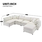Divano letto modulare in ciniglia "Cloud" a 6 pezzi con pouf
