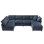Divano letto modulare in ciniglia "Cloud" a 6 pezzi con pouf