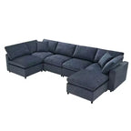 Divano letto modulare in ciniglia "Cloud" a 6 pezzi con pouf