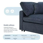 Divano letto modulare in ciniglia "Cloud" a 6 pezzi con pouf