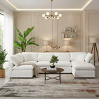 Divano letto modulare in ciniglia "Cloud" a 6 pezzi con pouf