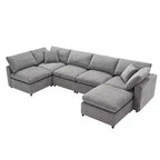Divano letto modulare in ciniglia "Cloud" a 6 pezzi con pouf