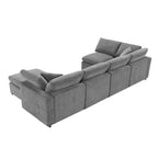 Divano letto modulare in ciniglia "Cloud" a 6 pezzi con pouf