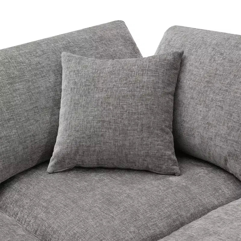 Divano letto modulare in ciniglia "Cloud" a 6 pezzi con pouf