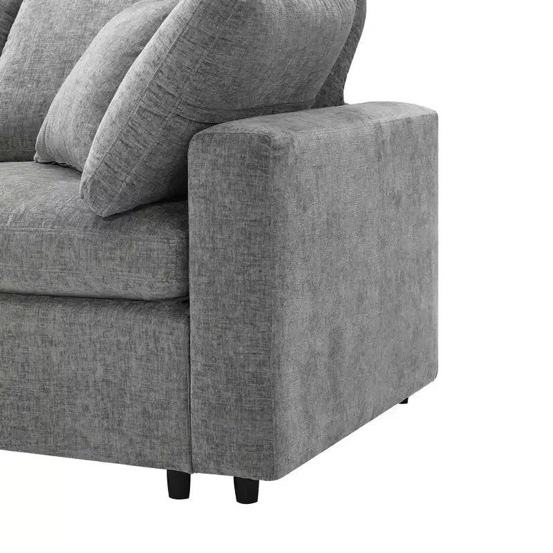 Divano letto modulare in ciniglia "Cloud" a 6 pezzi con pouf