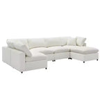 Divano letto modulare in ciniglia "Cloud" a 6 pezzi con pouf
