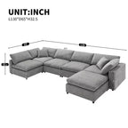 Divano letto modulare in ciniglia "Cloud" a 6 pezzi con pouf
