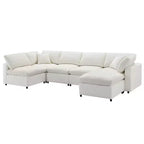 Divano letto modulare in ciniglia "Cloud" a 6 pezzi con pouf