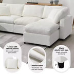 Divano letto modulare in ciniglia "Cloud" a 6 pezzi con pouf