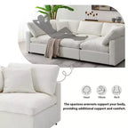 Divano letto modulare in ciniglia "Cloud" a 6 pezzi con pouf