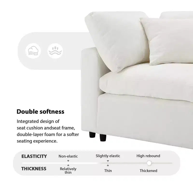 Divano letto modulare in ciniglia "Cloud" a 6 pezzi con pouf