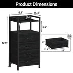Mobiletto contenitore in tessuto a 4 cassetti con ripiano aperto (41x29x83.5cm) Cassettiera versatile per camera da letto, cameretta dei bambini, dormitorio, soggiorno e ingresso