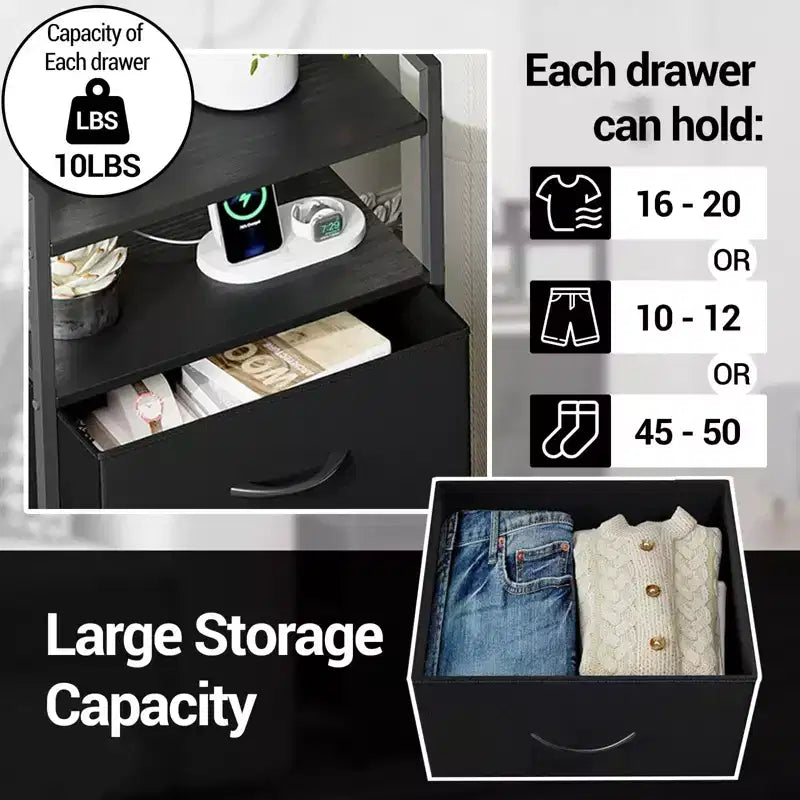Mobiletto contenitore in tessuto a 4 cassetti con ripiano aperto (41x29x83.5cm) Cassettiera versatile per camera da letto, cameretta dei bambini, dormitorio, soggiorno e ingresso