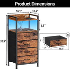 Mobiletto contenitore in tessuto a 4 cassetti con ripiano aperto (41x29x83.5cm) Cassettiera versatile per camera da letto, cameretta dei bambini, dormitorio, soggiorno e ingresso