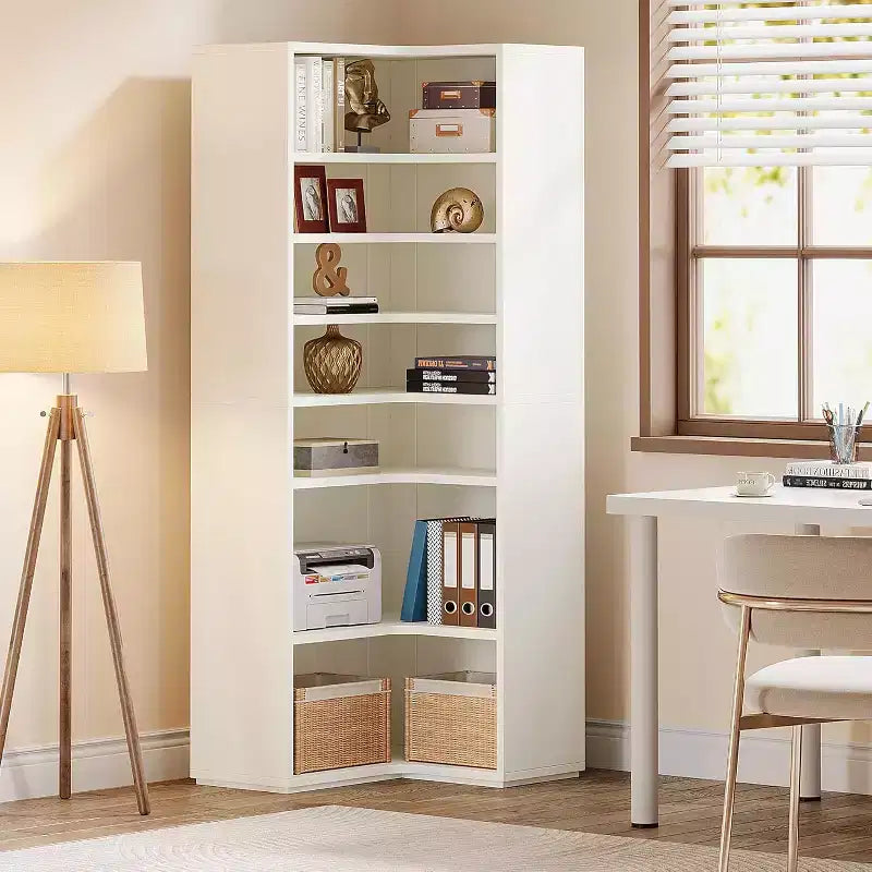 Lantine Corner Bookshelf, 9-Tier L-Shaped Corner Bookcase for Living Room, Home Office, Bedroom