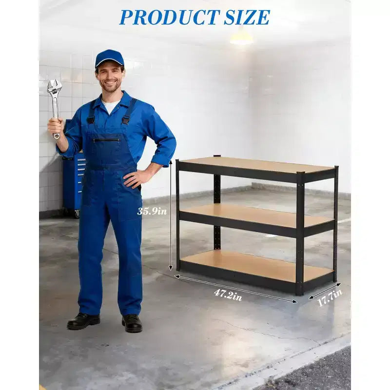 Scaffali portaoggetti, unità di scaffalatura in metallo regolabile resistente a 3 ripiani, scaffale industriale per garage, magazzino, dispensa, ripostiglio