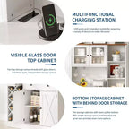 Mobile bar da caffè con raffinate ante scorrevoli in stile fienile, credenza buffet con portabottiglie, mobile contenitore per cucina, sala da pranzo