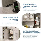 Mobile bar da caffè con raffinate ante scorrevoli in stile fienile, credenza buffet con portabottiglie, mobile contenitore per cucina, sala da pranzo