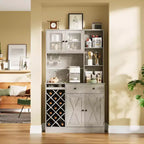 Mobile bar da caffè con raffinate ante scorrevoli in stile fienile, credenza buffet con portabottiglie, mobile contenitore per cucina, sala da pranzo