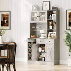 Mobile bar da caffè con raffinate ante scorrevoli in stile fienile, credenza buffet con portabottiglie, mobile contenitore per cucina, sala da pranzo