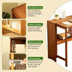 Scrivania pieghevole salvaspazio, tavolo per computer, tavolino per piccoli spazi, ufficio domestico, camera da letto, dormitorio, naturale, marrone