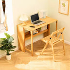 Scrivania pieghevole salvaspazio, tavolo per computer, tavolino per piccoli spazi, ufficio domestico, camera da letto, dormitorio, naturale, marrone