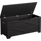 Storage Ottoman with Irregular Legs, MDF Material, 39.4, Rhombus Pattern, Black, for Living Room & Bedroom