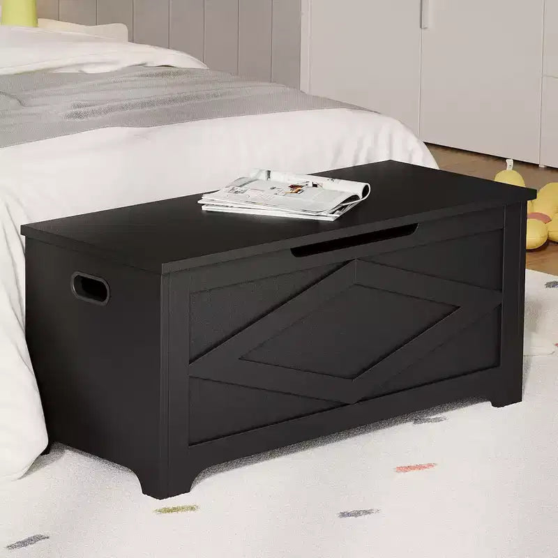 Pouf portaoggetti con gambe irregolari, materiale MDF, 39,4, motivo a rombi, nero, per soggiorno e camera da letto