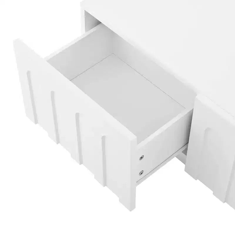 Mobile TV Bianco Elegante, Consolle Media ad Arco con 4 Cassetti per TV da 80 pollici