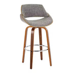 Sgabelli Fabrizzi Noce/Cromo/Grigio: Design Moderno di Metà Secolo, Altezza Fissa 74 cm, Girevoli, Poggiapiedi