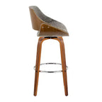 Sgabelli Fabrizzi Noce/Cromo/Grigio: Design Moderno di Metà Secolo, Altezza Fissa 74 cm, Girevoli, Poggiapiedi
